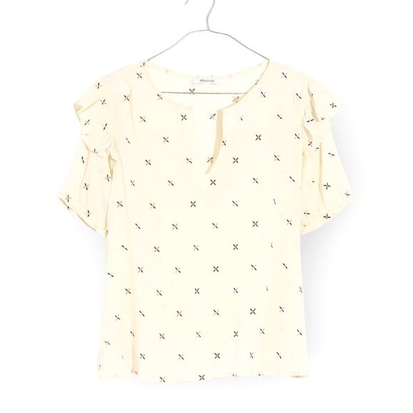 Madewell Embroidered Cotton Blouse Large - Picture 4 of 14